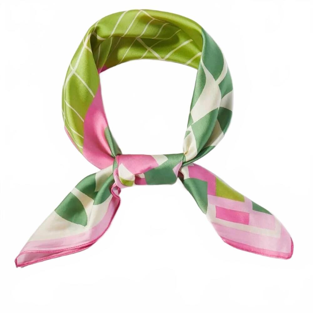 NEW FAME ACCESSORIES women's geometric color block print bandana scarf in pink/g